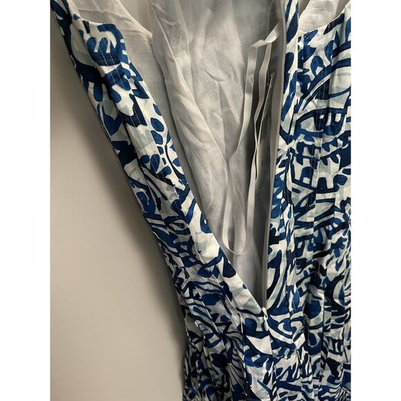 Ralph Lauren Blue and White Print Sleeveless Sheath Dress Women's 12 - Picture 5 of 5